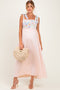 Pink Striped Sleeveless Smocked Floral Maternity Maxi Dress