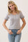Heather Grey Ruffle Trim Pointelle Knit Henley Top