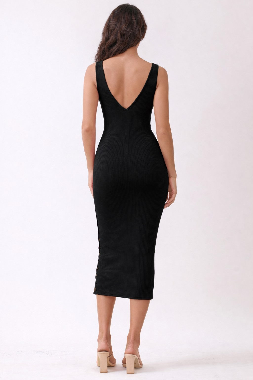 Black Notch Neckline Tank Dress