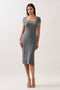 Light Charcoal Square Neck Side Slit Midi Dress