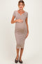 Ecru Striped Henley Maternity Midi Dress