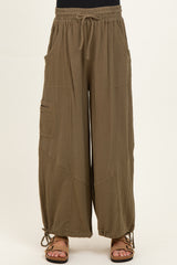 Olive Tie Hem Maternity Pants