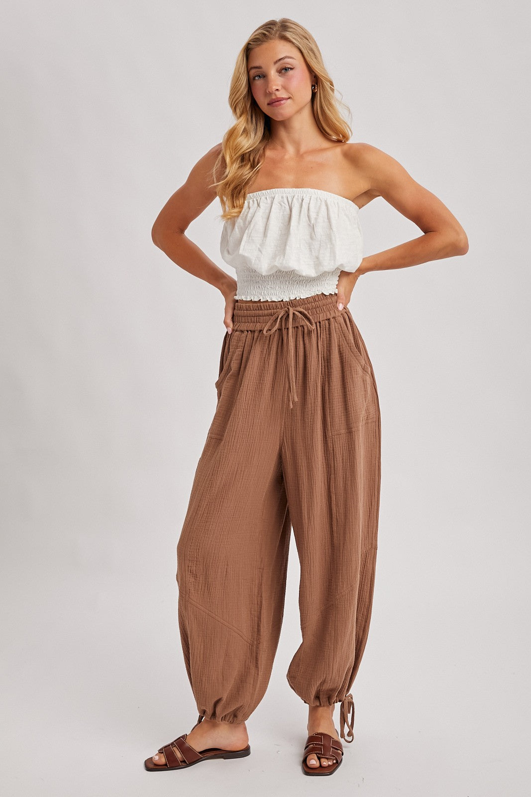 Latte Tie Hem Pants