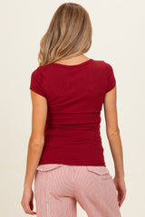 Merlot Short Sleeve Maternity Henley Top