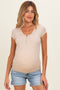 Oatmeal Short Sleeve Maternity Henley Top