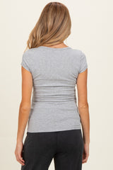 Heather Grey Short Sleeve Maternity Henley Top