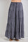 Navy Plaid Drawstring Tiered Midi Skirt