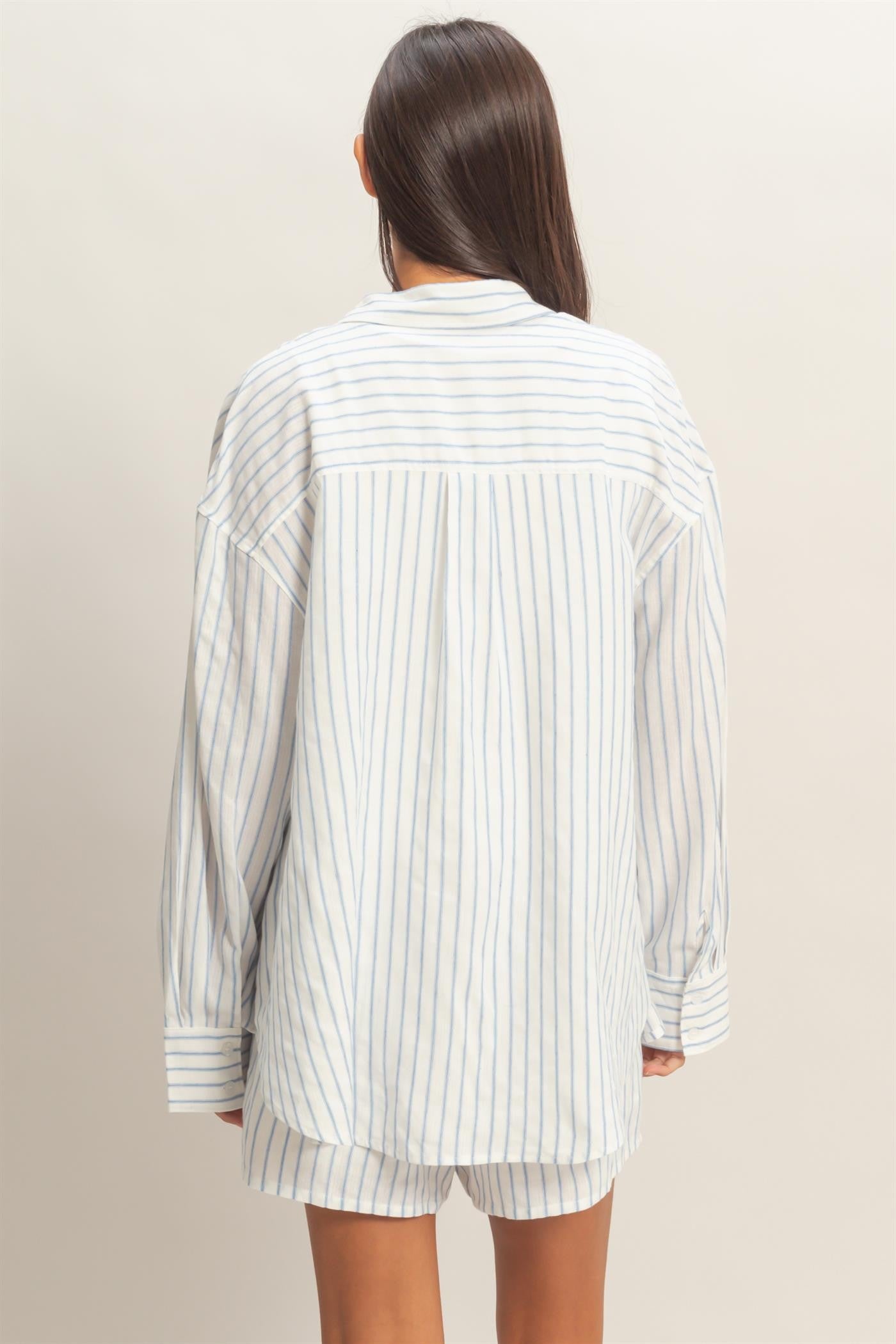 Blue Striped Button Down Shirt