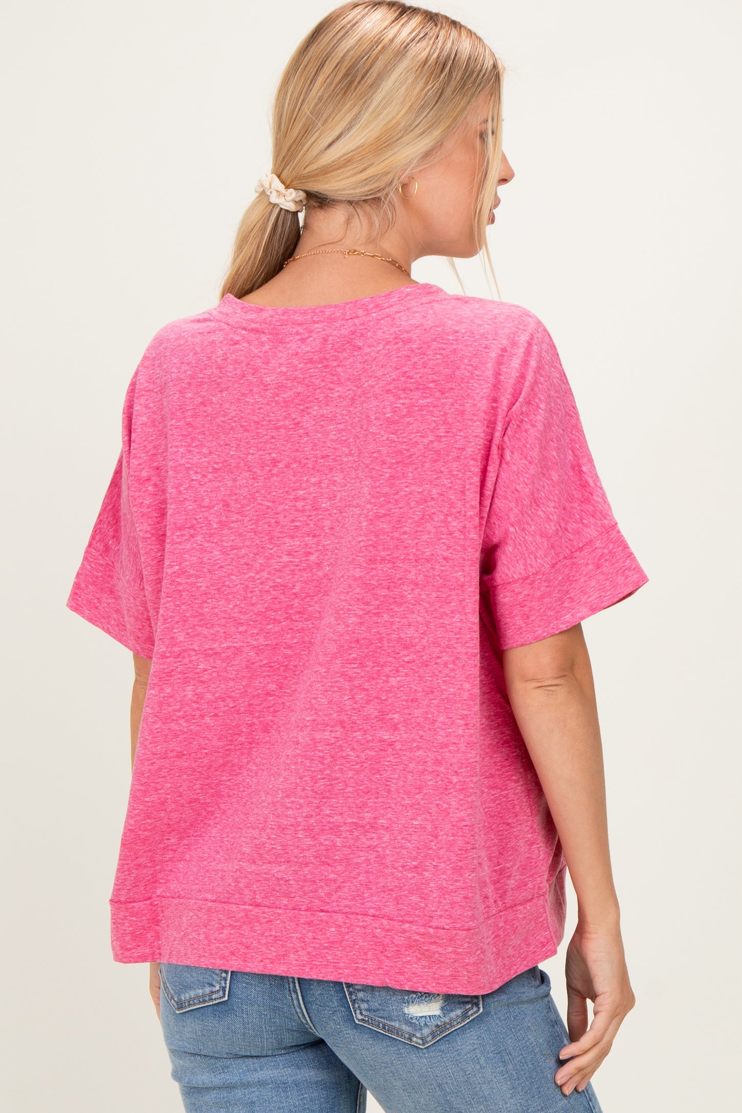 Fuchsia Oversized Short Sleeve Top