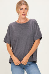 Black Charcoal Oversized Short Sleeve Top