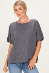 Black Charcoal Oversized Short Sleeve Top