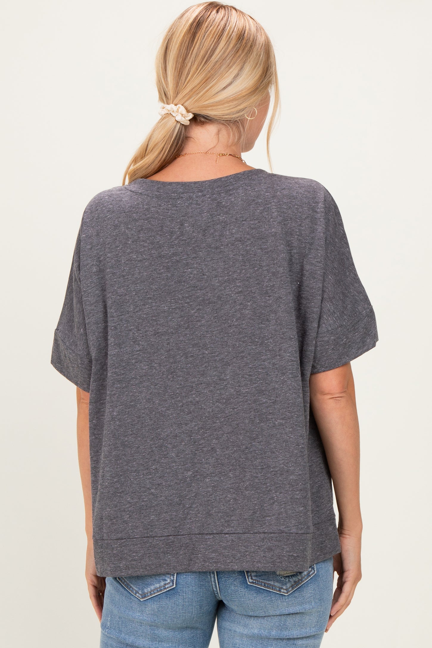 Black Charcoal Oversized Short Sleeve Top