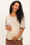 Light Olive Relaxed Fit Short Sleeve Maternity Top