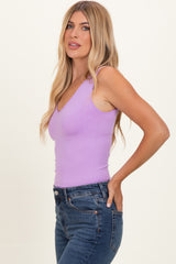 Lavender Sleeveless Fitted Tank Top