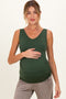 Army Green Sleeveless Fitted Maternity Tank Top