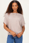 Ash Mocha Dolman Sleeve Boat Neck Top
