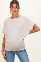 Sand Beige Dolman Sleeve Boat Neck Maternity Top