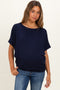Navy Dolman Sleeve Boat Neck Maternity Top
