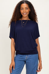 Navy Dolman Sleeve Boat Neck Top