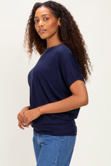 Navy Dolman Sleeve Boat Neck Top