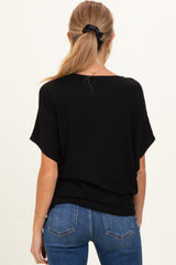 Black Dolman Sleeve Boat Neck Maternity Top