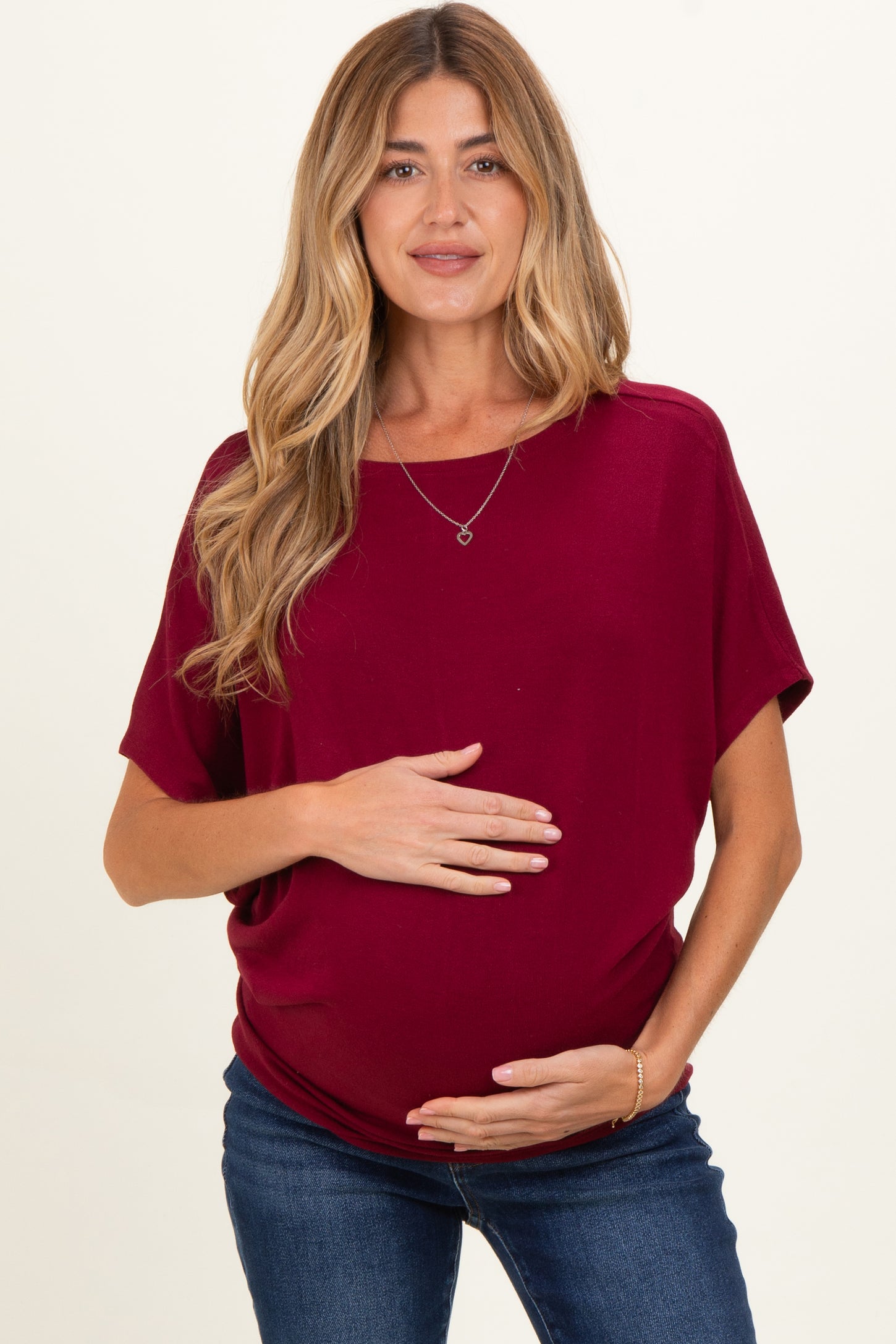 Cabernet Dolman Sleeve Boat Neck Maternity Top