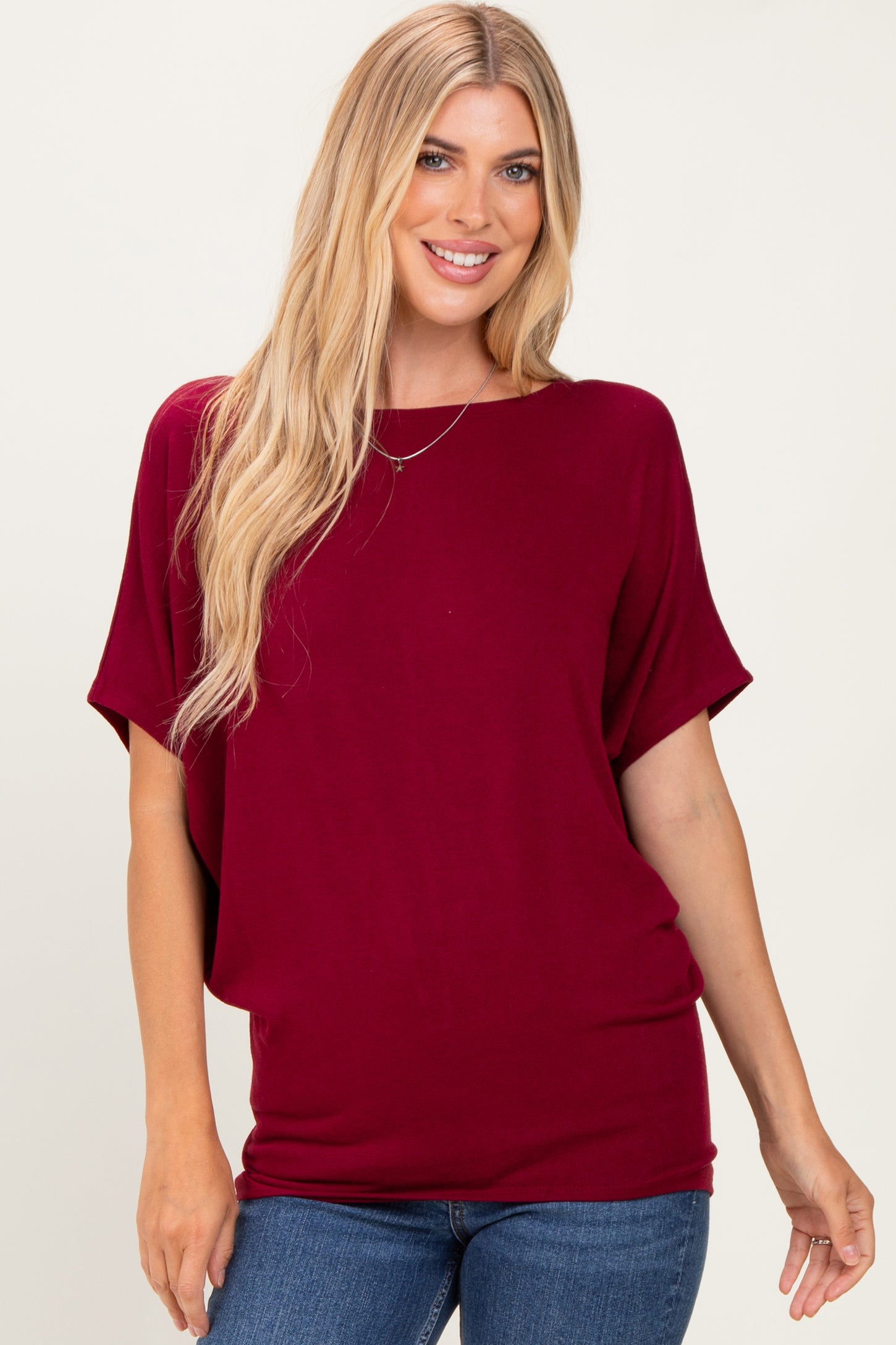 Cabernet Dolman Sleeve Boat Neck Maternity Top