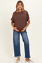 Brown Dolman Sleeve Boat Neck Maternity Top