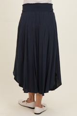Midnight Smocked Waist Rounded Hem Maternity Skirt