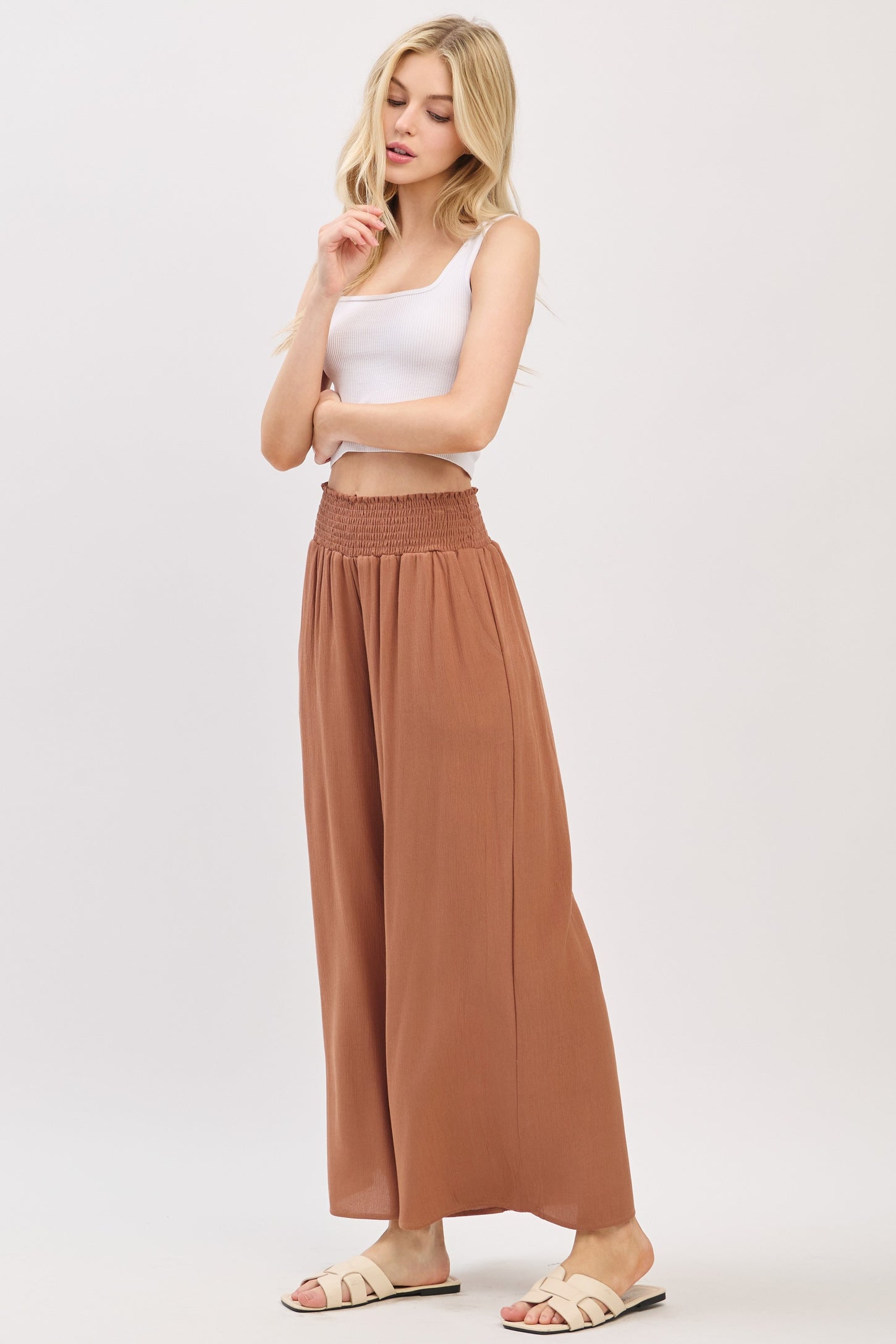 Nutshell Smocked Waistband Wide Leg Pants