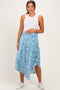 Light Blue Printed Smocked Waistband Maternity Skirt