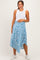 Light Blue Printed Smocked Waistband Maternity Skirt