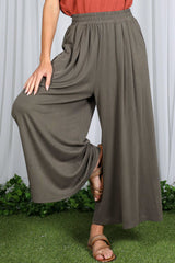 Olive Cropped Wide Leg Pants