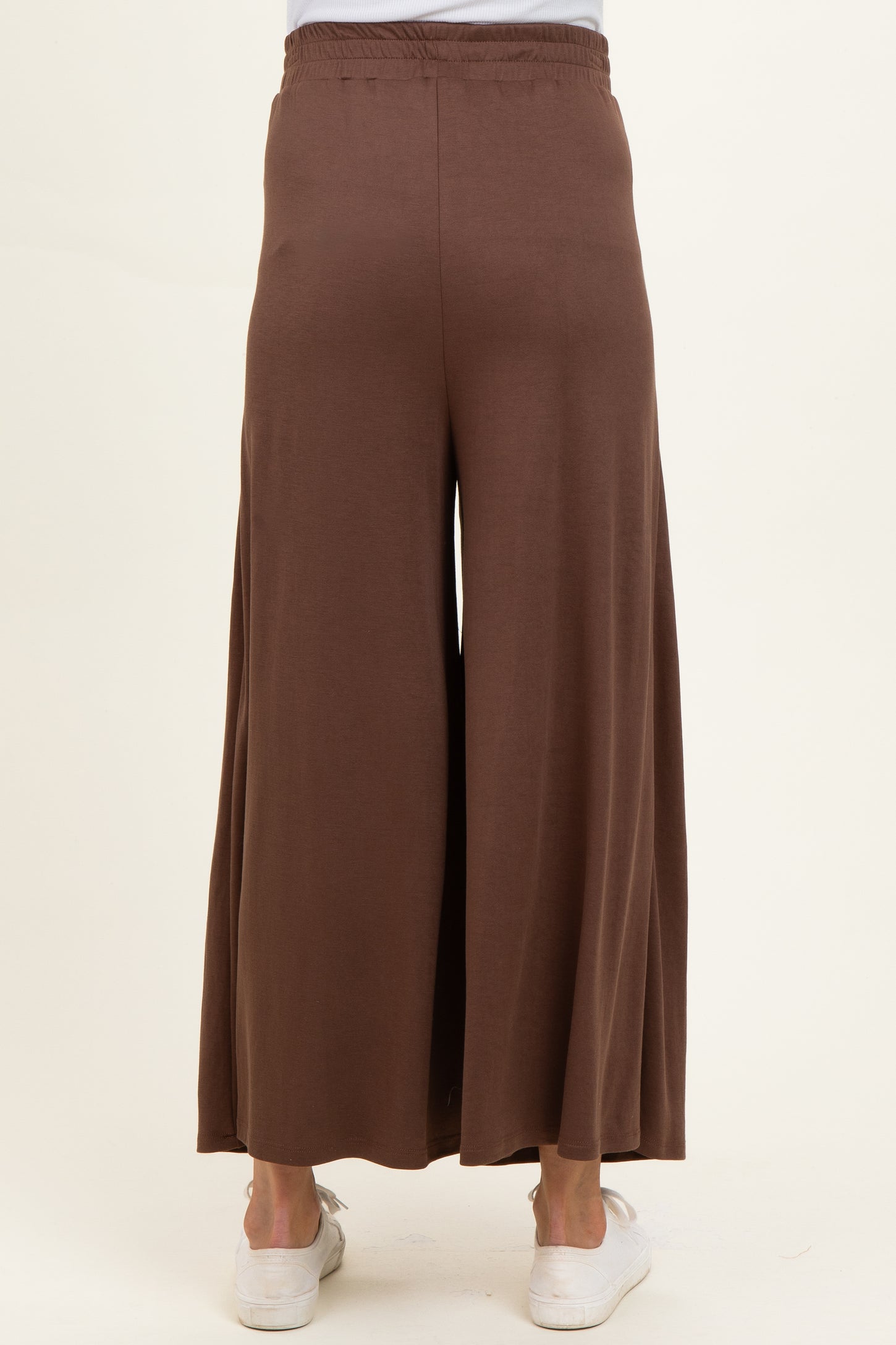 Brown Cropped Wide Leg Maternity Pants