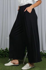 Black Cropped Wide Leg Pants