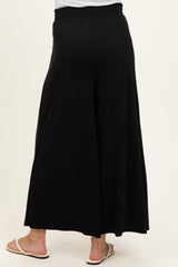 Black Cropped Wide Leg Maternity Pants