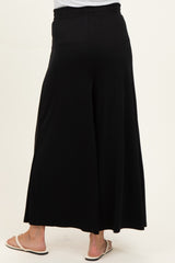 Black Cropped Wide Leg Maternity Pants