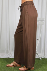 Brown Drawstring Waistband Pants