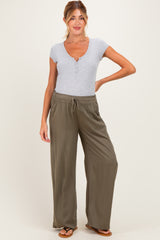 Olive Drawstring Waistband Maternity Pants