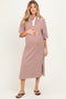 Brown Striped Oversized Maternity Polo Dress