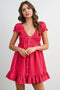 Fuchsia Gingham Button Accent Mini Dress