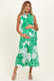 Green Floral Belted Sleeveless Maternity Shirt Dress