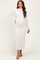 Cream Ruffle Mock Neck Long Sleeve Maternity Midi Dress