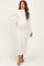 Cream Ruffle Mock Neck Long Sleeve Maternity Midi Dress