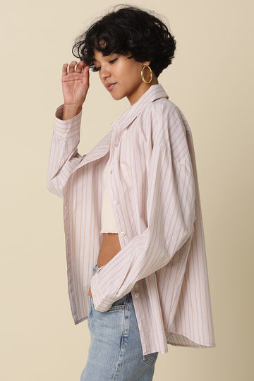 Mocha Stripe Striped Button-Down Shirt
