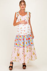 Floral Vintage Garden Maternity Tiered Maxi Dress