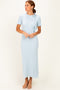 Sky Tie Neck Short Sleeve Knit Dress