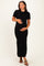 Black Tie Neck Short Sleeve Knit Maternity Dress