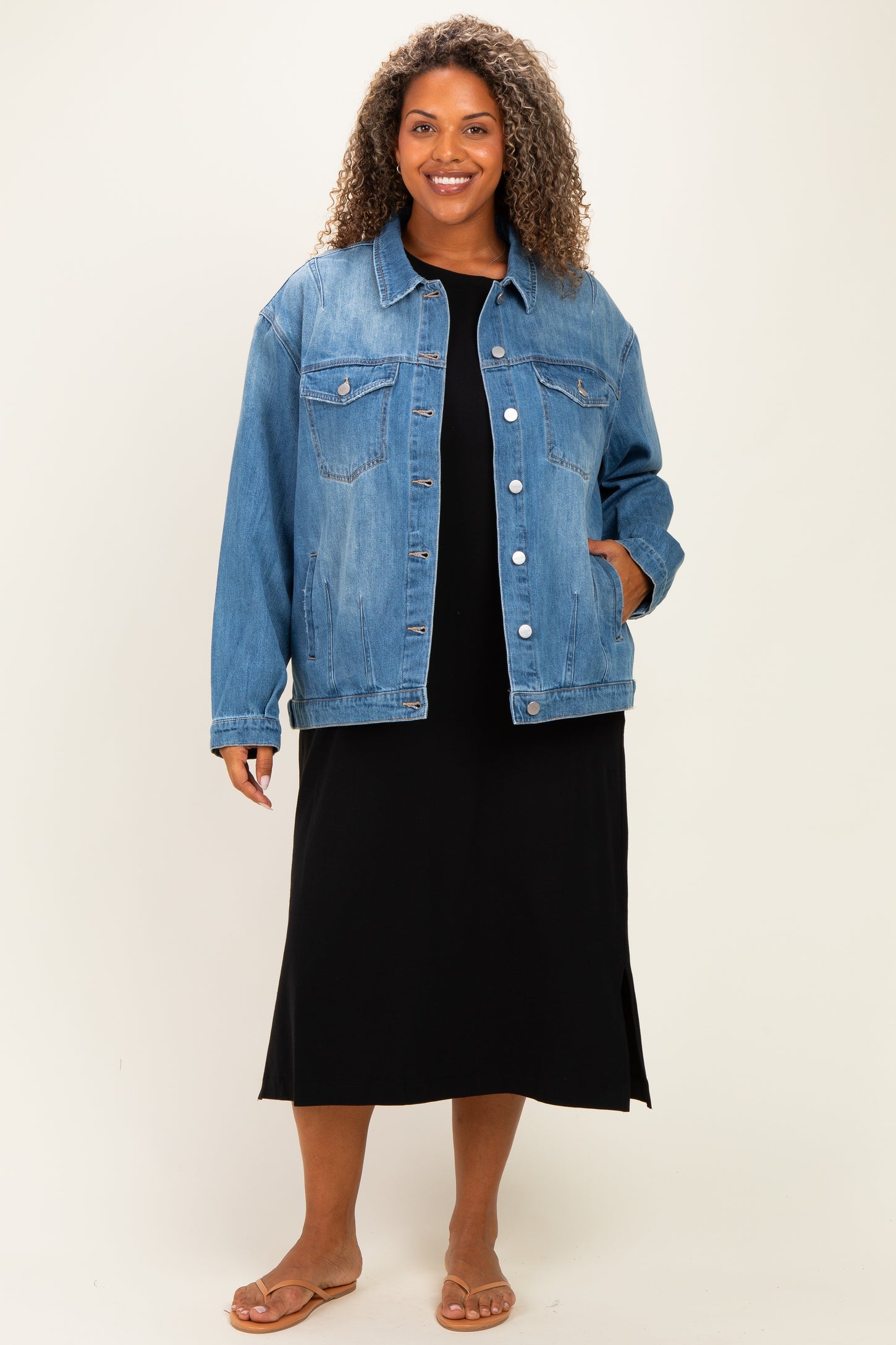 Medium Wash Plus Size Oversized Denim Jackets
