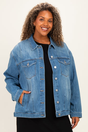 Medium Wash Plus Size Oversized Denim Jackets